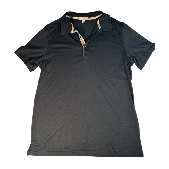 BURBERRY BRIT Polo Mens Large Black 100% Cotton Short Sleeve - Picture 1 of 7